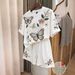 Women's Simulated Embroidered Pearl Butterfly Print Two-Piece Set T-Shirt And Shorts Fashionable Casual Outfit_ecoleips.com