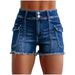 Women's Clothing Women's High-Waisted Tassel Denim Shorts Elastic Waist Fashionable_ecoleips.com