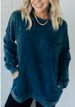 Women's Clothing Oversized Washed Cotton T-Shirt – Soft Relaxed Fit Crewneck Long Sleeve Top With Pocket (Sage Green, Wine Red, Olive Green, Pink)_ecoleips.com