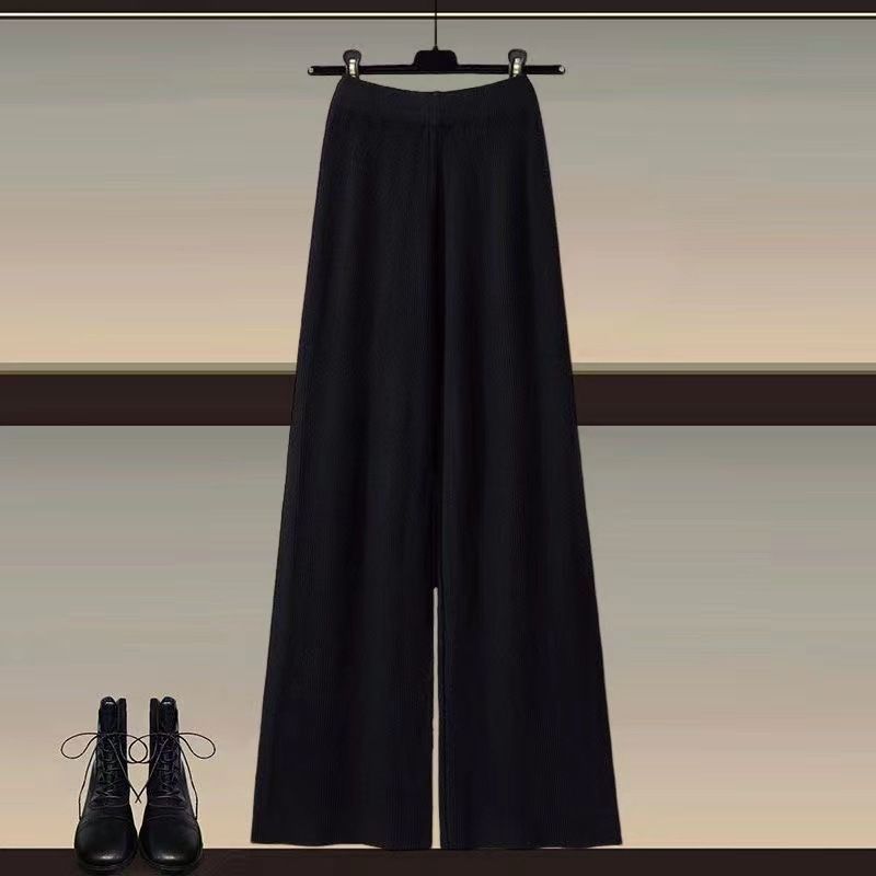 Women's Clothing Knitted Sweater Shirt Wide Leg Pants Three Piece Suit_ecoleips.com