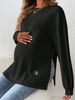 K New Maternity Wear Round Neck Long Sleeved Monochrome Top, Casual And Comfortable Maternity T-shirt. No Necklaces Or Other Accessories_ecoleips.com