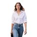 Women's White Shirt Loose Fit Long Sleeves Extra Long Style New Style plus Size Clothes_ecoleips.com
