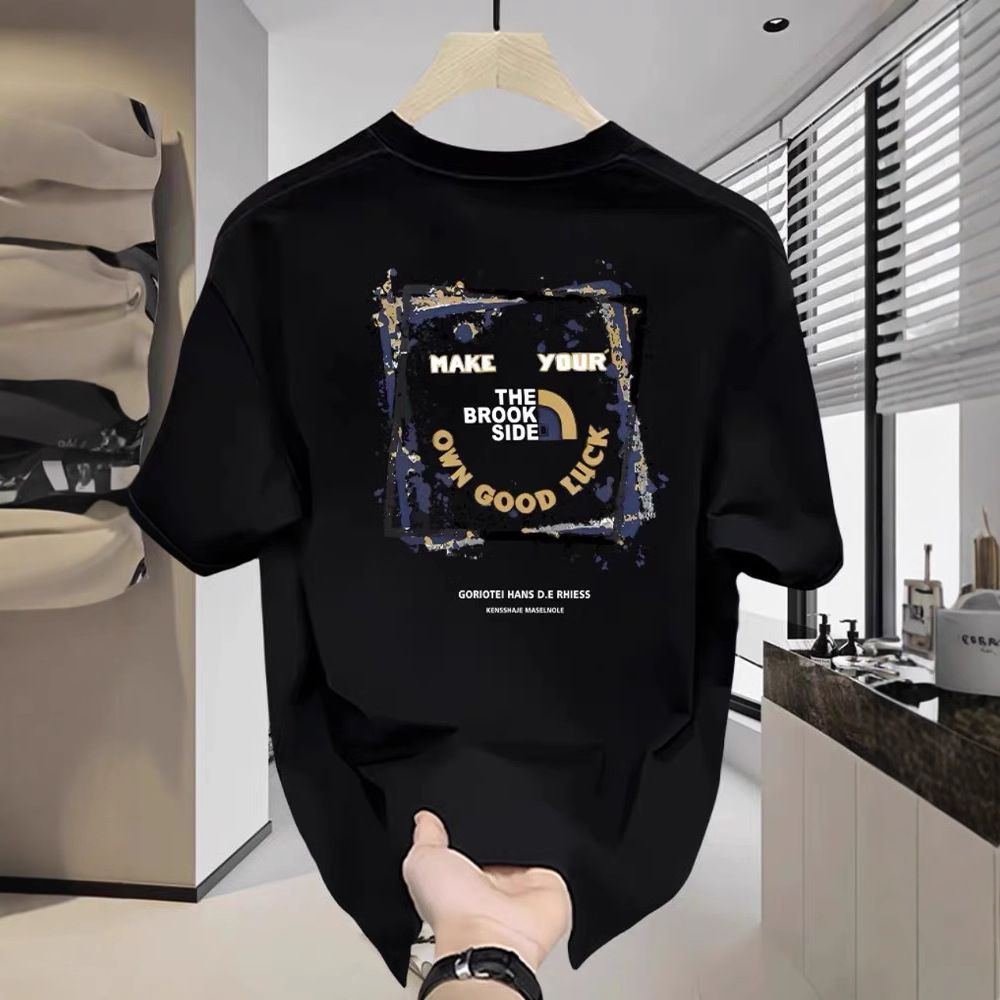 New Cotton Half Sleeve Tops Fashion Trend Round Neck Slim Printed Short Sleeved T Shirt _ecoleips.com