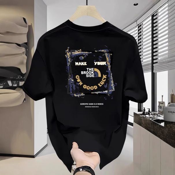 New Cotton Half Sleeve Tops Fashion Trend Round Neck Slim Printed Short Sleeved T Shirt _ecoleips.com