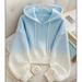 2026 New Blue Gradient Hooded Sweatshirt Jacket, High-End Autumn Fashion For Women, Unique And Super Stylish Top_ecoleips.com