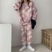 Women's Tie-Dye 2-Piece Loungewear Set, Long Sleeve Crew Neck Sweatshirt & Pants_ecoleips.com