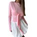 Voya Women's Sexy Sweet Style T-Shirt, Spring/Summer Twisted Slim Fit Sweet & Spicy Long Sleeve Innerwear Pink Top_ecoleips.com