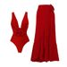Women's One Piece Swimsuit With 3D Floral Design Tummy Concealing Mesh Skirt Hot Spring Swimwear_ecoleips.com