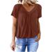 Personalized V Neck Raglan Sleeve T-Shirt Gathered Casual Everyday Home Top For Women New Style_ecoleips.com