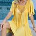 Women's Beach Cover-Up Dress With Asymmetrical Hem, Lightweight Woven Fabric, Boho Chic Summer Dress For Vacation, Swimwear Cover, Loose Fit Tunic_ecoleips.com