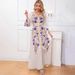 Women's Clothing Printed Trumpet Sleeve Long Skirt Robe Dress Women's Dress_ecoleips.com