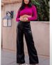 Aria Basics Cross-border Women's Straight-leg European American Leather High-waisted Slimming Retro Long Pants, Loose Wide-leg_ecoleips.com