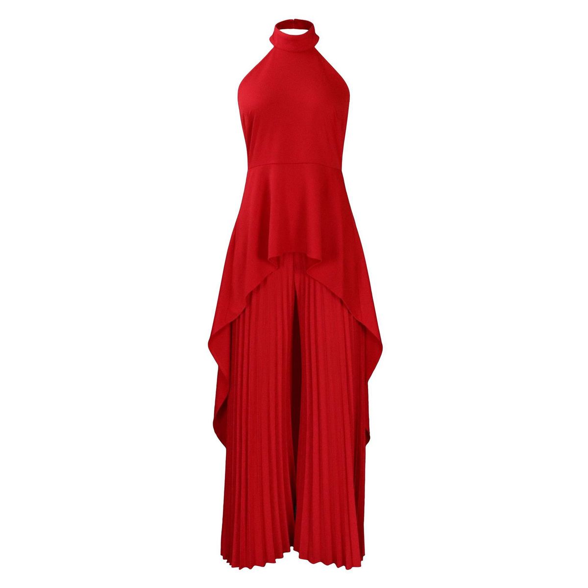 Women's Clothing Elegant Halter Neck Backless Top & Wide-Leg Pants Set | Crinkle Texture Two-Piece Outfit | Polyester Blend Women’s Suit_ecoleips.com