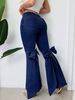 Women's Clothing European And American Retro 3D Bow Slim Fit Medium Elastic Floor Length Flared Jeans For Women_ecoleips.com