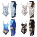 Women’S Printed One-Piece Swimsuit With Sarong Wrap – Tiger & Galaxy Patterns, High Elasticity Polyester, Sexy Beachwear (S-Xl)_ecoleips.com