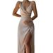 Summer V-Neck, Strapless, Slit, Fashionable, Fitted Dress For Women_ecoleips.com