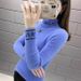 Women's Faux Mink Knit Sweater - Soft Winter Pullover With Semi-High Neck, Elegant Casual Long Sleeve Top For Office & Daily Wear_ecoleips.com