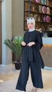 2025 Muslim Autumn Comfortable Casual Waist-Cinching Batwing Long Sleeve Solid Color Set_ecoleips.com