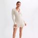 Women's Clothing Autumn New Bow Tie Ruffle Knitted Skirt Pearl Button Long Sleeves_ecoleips.com