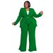 Women's Clothing Plus Size Fashion Temperament Professional Leisure Long Sleeved Trousers Tie Two Piece Suit_ecoleips.com