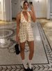 Blifanbo Satin Polka Dot Mini Dress Women Robe Summer New Lace Halter Deep V Neck Sleeveless Backless Beach Club Sexy Dress_ecoleips.com