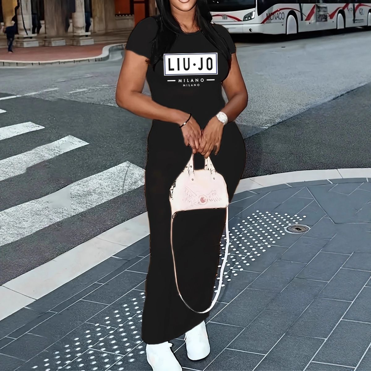 Elegant Casual Long Dress Slim Fit Round Neck Short Sleeve For Women Spring Summer Fashion Flattering Women's Clothing_ecoleips.com
