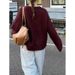 Simple And Fashionable Woolen Long Sleeve Solid Color T-Shirt Top Women's Autumn And Winter Crew Neck Loose Sweater Whol_ecoleips.com
