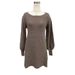 Elegant Knit Sweater Dress With Lantern Sleeves & A-Line Hem - Soft Polyester Blend For Women (Available In Black/Khaki, Sizes S-XL)_ecoleips.com