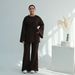 Voya Women's 2 Piece Outfit - Top & Wide Leg Pants With Belt & Pockets - Available In Multiple Colors Modest Islamic Casual Wear For Daily & Evening_ecoleips.com