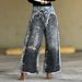 Women's Distressed Faux Leather 3D Printed Two-Piece Set Casual Cotton Jeans Spring/Autumn Summer Collection_ecoleips.com