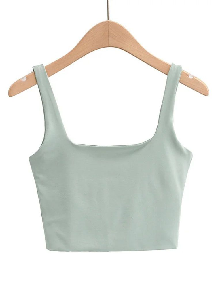 Women's Sexy Backless Double Layered Tank Top European American Style Solid Color Summer Clothing Versatile Sleeveless Short Top_ecoleips.com