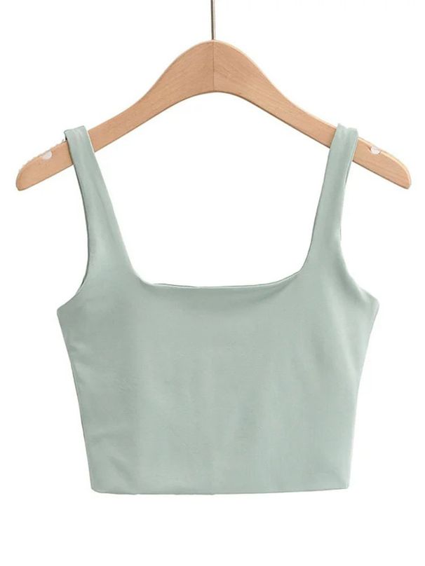 Women's Sexy Backless Double Layered Tank Top European American Style Solid Color Summer Clothing Versatile Sleeveless Short Top_ecoleips.com