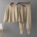 "Elegant Knitted 3-Piece Set: Cardigan Top, Vest & Sports Pants - Summer Comfort Outfit For Women"_ecoleips.com