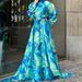 Modest Abaya Dress/Muslim Dress Women Elegant Floral Print Maxi Dress – Long Boho Dress With High Neck & Belt Detail_ecoleips.com