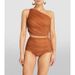 Women's One Shoulder High Waisted Bikini European American Style Swimwear For Vacation Beach_ecoleips.com