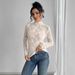European American Cross-border 2026 Autumn And Winter New Women's Butterfly Jacquard Mesh Slim-fit Stand-up Collar_ecoleips.com
