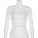 Aria Basics Aria Basics 2023 Summer Fashion Trend Women's New Round Neck Short Sleeve Mesh Cropped Slim Fit Versatile T-Shirt_ecoleips.com