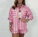 Women's Clothing Striped Shirt Shorts Set_ecoleips.com