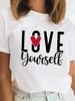 European And American Cross-border Foreign Trade Women's Clothing, Love Letter Print Round Neck Short-sleeve T-shirt Top_ecoleips.com