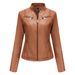K New Women's Leather Jacket, Women's Motorcycle Suit, Leather Jacket, Short Fashion Women's Jacket_ecoleips.com