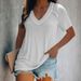 Women's Clothing Hot Sale Trend V Neck Solid Color Women's T Shirt Tops_ecoleips.com