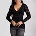 European And American Cross-border 2026 Autumn Solid Color Cross-stitch Lace Sleeve T-shirt, Slim-fit Top For Women With_ecoleips.com