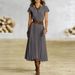 2026 European And American Cross-border Independent Site Elegant Western Style Round Neck Pleated Pocket_ecoleips.com