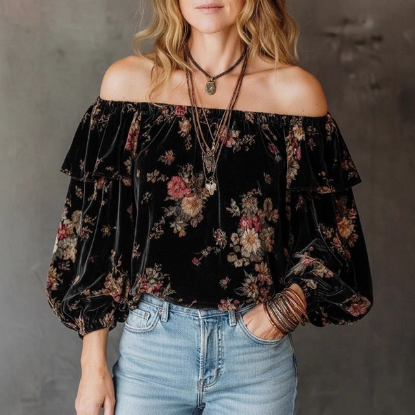 Women's Clothing Oversized Velvet Long Sleeve Top – Glamorous Zip-Detail Blouse For Women_ecoleips.com