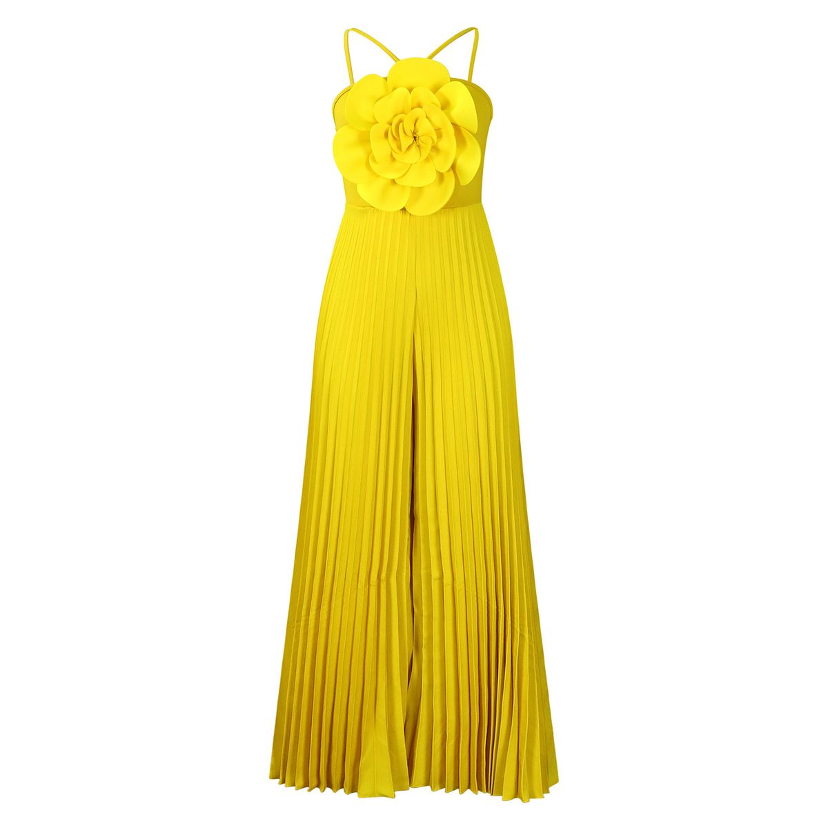 Women's Clothing Summer Halter Neck Three Dimensional Flower Solid Color Wide Leg Large Size Fo Jumpsuit_ecoleips.com