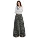 Aria Basics Orange Silk Women's Clothing#American Style Hot Girl Camouflage Waist Wide Leg Casual Women Autumn New High Street_ecoleips.com
