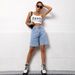 Women's High Waist Loose Fit Washed Denim Shorts – Trendy Distressed Casual Shorts With Stretch Comfort_ecoleips.com
