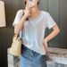 2026 New Loose V-Neck Front Shoulder Short Sleeve T-Shirt Women's Summer Large Size T-Shirt Premium Sense Clothes Belly Cover T-Shirt_ecoleips.com