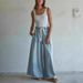 Women's Wide Leg Pants With Drawstring Elastic Waist New Washed Denim Jeans From Collection_ecoleips.com