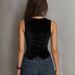 Black V-neck Slim-fit Short Vest, Trendy Velvet High-end Vest Jacket_ecoleips.com